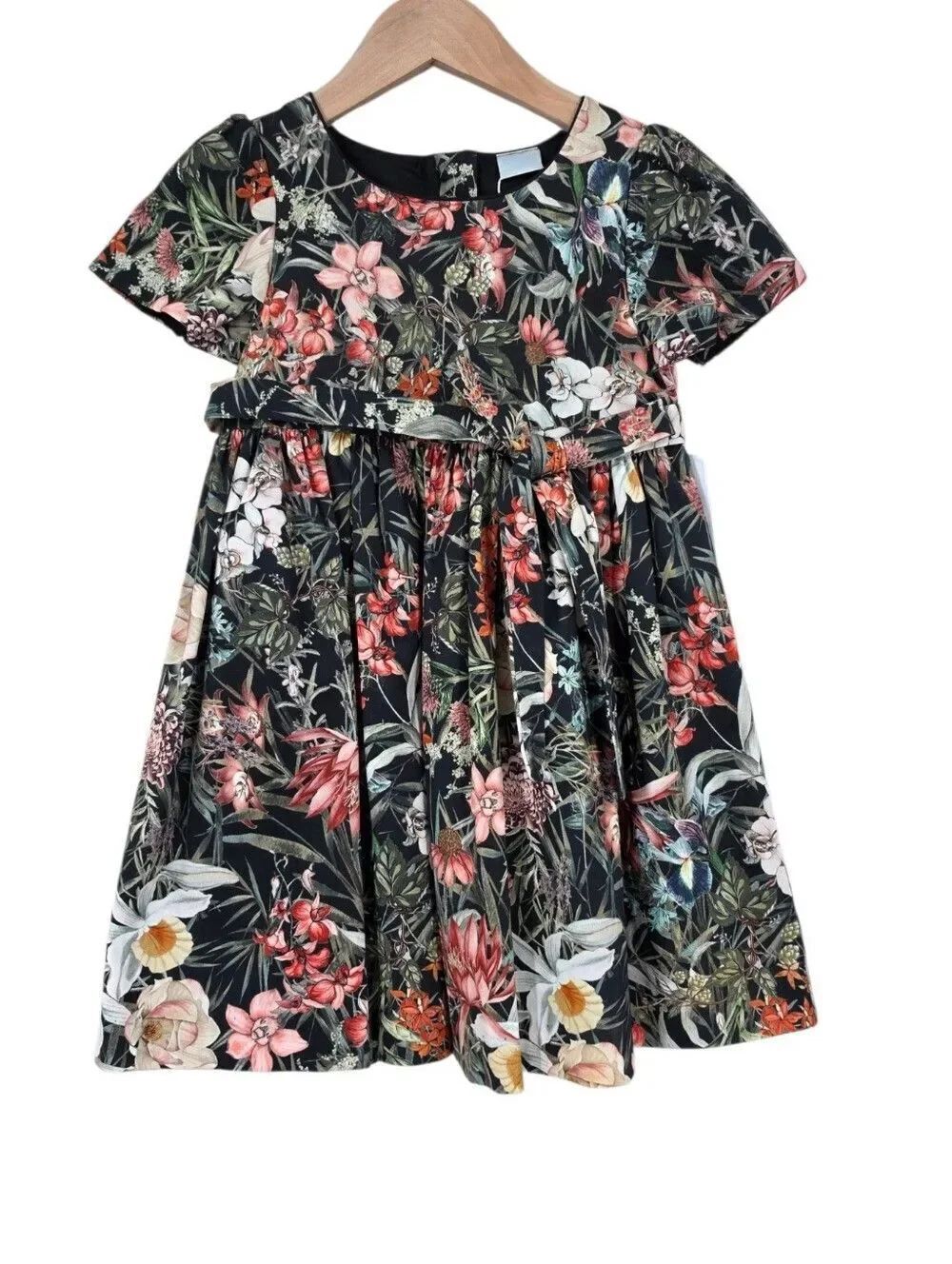 Edgehill Black Floral Short-Sleeve Toddler Girls 4T Dress NEW